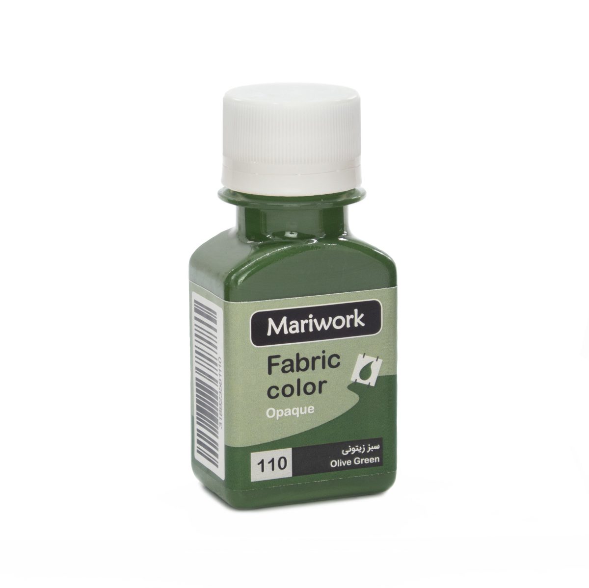 تصویر رنگ پارچه سبز زیتونی ماری ورک Olive Green mariwork color code 110_60ml Image