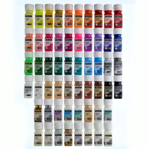 whole-colors-and-mediumes-30ml-set ست کامل رنگها و مدیومهای پارچه ماریورک | 30 میل